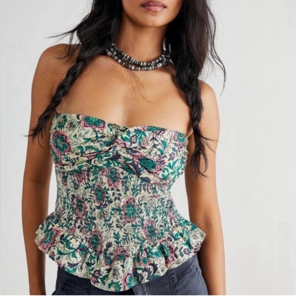 Free People One More Time Floral Tube Top - Picture 1 of 13